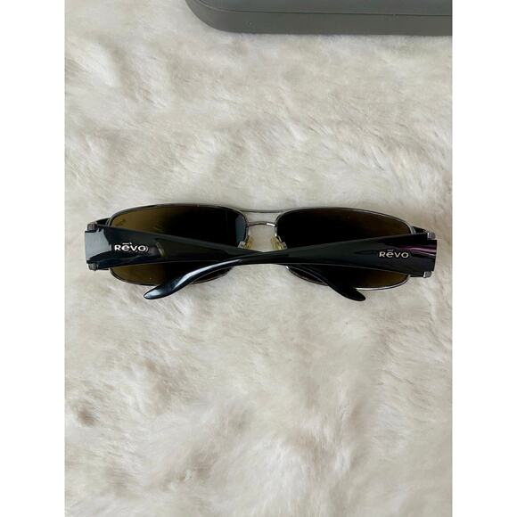 Revo sunglasses with silver frames and blue mirrored, polarized lenses main image 4